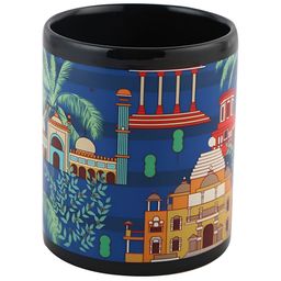 PENTADECO Black & Blue Printed Ceramic Glossy Mugs Set of Cups and Mugs image 5