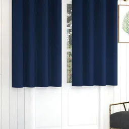 Yellow Weaves Navy Blue 2 Pieces Room Darkening Window Curtains-image-94