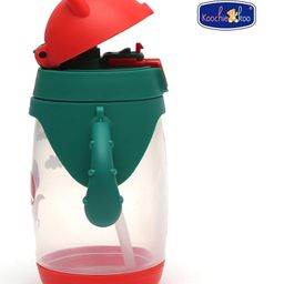 Koochie Koo One Touch Twin Handle Sipper Bottle With Silicon Straw Dino Print Green - 300 ml image 2