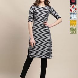 7Threads Women Pack of 2 Leheriya Kurta Sets-image-30