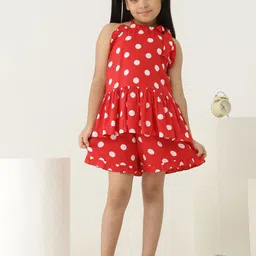 Bugandbees Girls Printed Halter Neck Peplum Top With Shorts Clothing Set-image-44