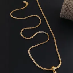 V.K.PAYAL.JEWELLERY Gold-Plated Artificial Stones Studded Teardrop Pendant With Chain-picture-21