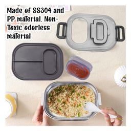 FunBlast Panda Theme Lunch Box with Fork and Coin Pouch  Black image 4