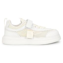 TRUFFLE COLLECTION Solid Mesh Detailed Velcro Closure Sneakers - White image 5