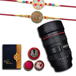 DeoDap Rakhi Pooja Thali Roli Chawal Coin & Greeting Card Rakhi Gift Set-image-67