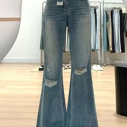 StyleCast Women Wide Leg High-Rise Slash Knee Medium Fade Jeans-image-92