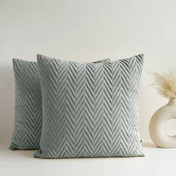 HOMEMONDE Grey Set of 2 Geometric Square Cushion Covers-19
