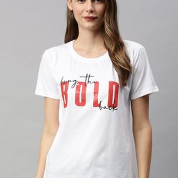 BRATMA Women White & Red Printed Round Neck T-shirt-image-80