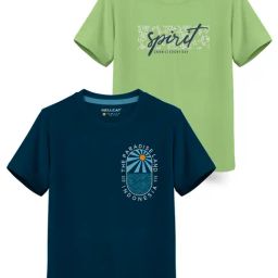 HELLCAT Kids Green & Teal Printed T-Shirt (Pack Of 2)-20