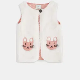 Pantaloons Baby White & Pink Embroidered Jacket-picture-23