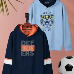 HELLCAT Kids Navy & Sky Blue Printed Full Sleeves T-Shirt (Pack Of 2)-image-79