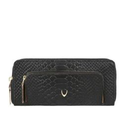 Hidesign Black Textured Zip Around Wallet for Women-18
