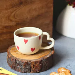 WEAVING HOMES White & Red Valentino Printed Ceramic Glossy Mug-130 ml-14