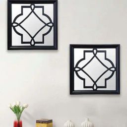 Art Street Black Plastic Decorative Square Shepe Wall Mirror - Set of 2-30
