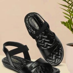 Iconics Women's Black Ankle Strap Sandals-picture-41