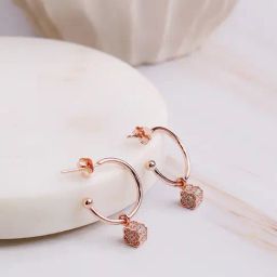 Curio Cottage 925 Silver Rose Gold-Plated Zirconia Drop Earrings for Women-26