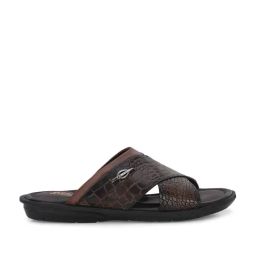 Hitz Men's Brown Cross Strap Sandals-image-58