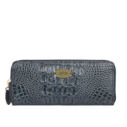 Hidesign Blue Textured Zip Around Wallet for Women-image-84