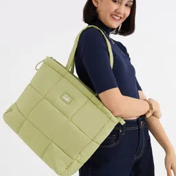 Genie Women Solid Shopper Quilted Tote Bag-40