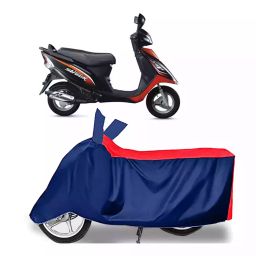 Auto Pearl Two Wheeler Cover with Bag for TVS Streek, Red & Blue-image-93