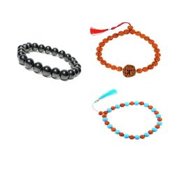Divine souvenirs Unisex Set Of 3 Artificial Beaded Elasticated Bracelets-14