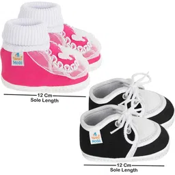 NESKA MODA 3 To 12 Month 2 Pair Newborn Unisex Baby Skin Friendly Soft Cotton Lace Shoe Booties image 2