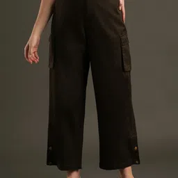Globus Women Relaxed Loose Fit Mid-Rise Cargos Trousers-picture-44