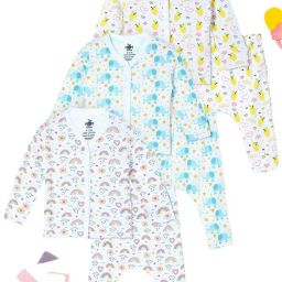 The Mom Store Multicolor Cotton Printed Baby Pajama Set - Pack of 3-image-10