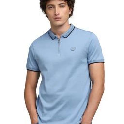 Puma Blue PREMIUM Zipper Slim Fit Polo T-Shirt-image-44