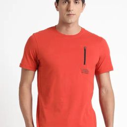 Wildcraft Orange Cotton Regular Fit Printed T-Shirt-27