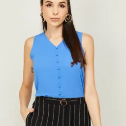 Code by Lifestyle Dark Blue Regular Fit Top-image-30
