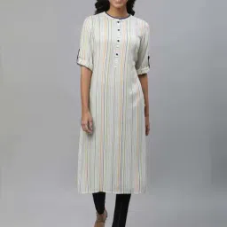 Aurelia White Striped Straight Kurta-image-32