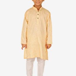 Pro-Ethic Style Developer Kids Light Orange & White Printed Full Sleeves Kurta with Pyjamas-picture-38
