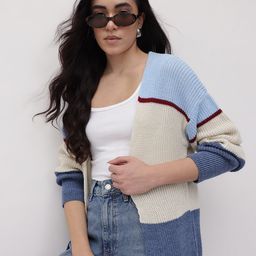 The Roadster Life Co. Colourblocked Acrylic Longline Front-Open Sweater-picture-14