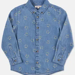 Angel & Rocket Kids Blue Printed Full Sleeves Shirt-image-52