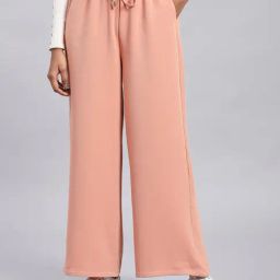 Label Ritu Kumar Peach Relaxed Fit Mid Rise Pants-image-3