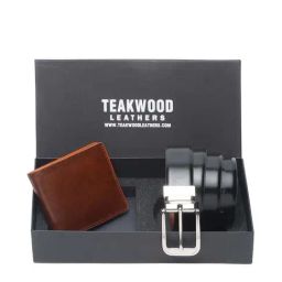 Teakwood Leathers Brown Casual Leather Bi-Fold Wallet with Belt Gift Set for Men-15