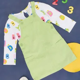 Pantaloons Baby Lime Green Cotton Printed Full Sleeves Dungaree Set-image-61
