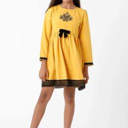 Kate & Oscar Kids Yellow Printed Full Sleeves Dress-image-22
