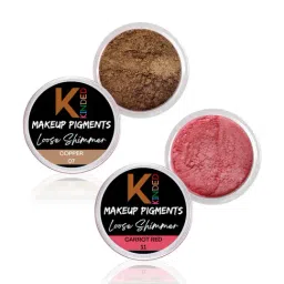 KINDED Makeup Pigments Loose Shimmer Powder Eyeshadow 07 Copper & 11 Carrot Red Combo-image-27