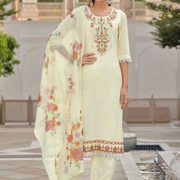Varanga Floral Embroidered Key Hole Neck Kurta With Salwar & Dupatta-picture-55
