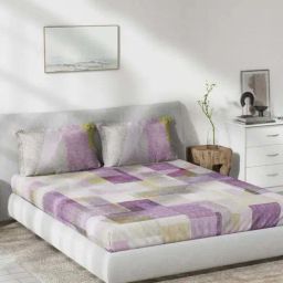 DDecor Abstract Purple 136 TC Cotton Queen Bedsheet with 2 Pillow Covers-image-92