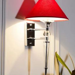 Kapoor Lamp Shades Chrome & Red Brass Aberdeenshire & Shiny Cotton Shade Wall Lamp-image-6