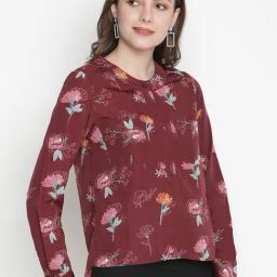 Oxolloxo Maroon Floral Print Top-image-61