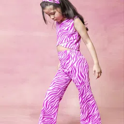 YK Girls Printed Round Neck Top with Trousers-picture-45