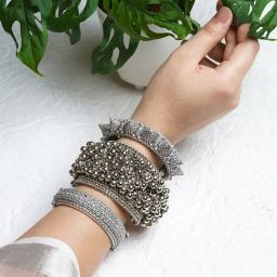 Teejh Silver-Plated Raisa Stacked Bracelets for Women - Set of 3-picture-22