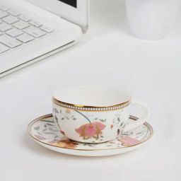 Fabindia Home Zoya Floral Multicolor Ceramic Cup & Saucer - Set of 2-45