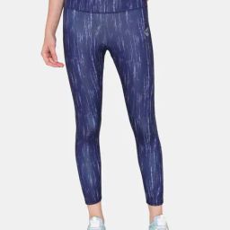 Zelocity by Zivame Blue Printed Mid Rise Tights-image-15
