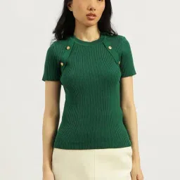 United Colors Of Benetton Green Pure Cotton Woven Design Top-picture-20