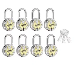 ALONE LOCKS Round 65 mm Alloy Steel ‎Antique 3 Keys Each Double Locking Padlock (Pack of 8)-18
